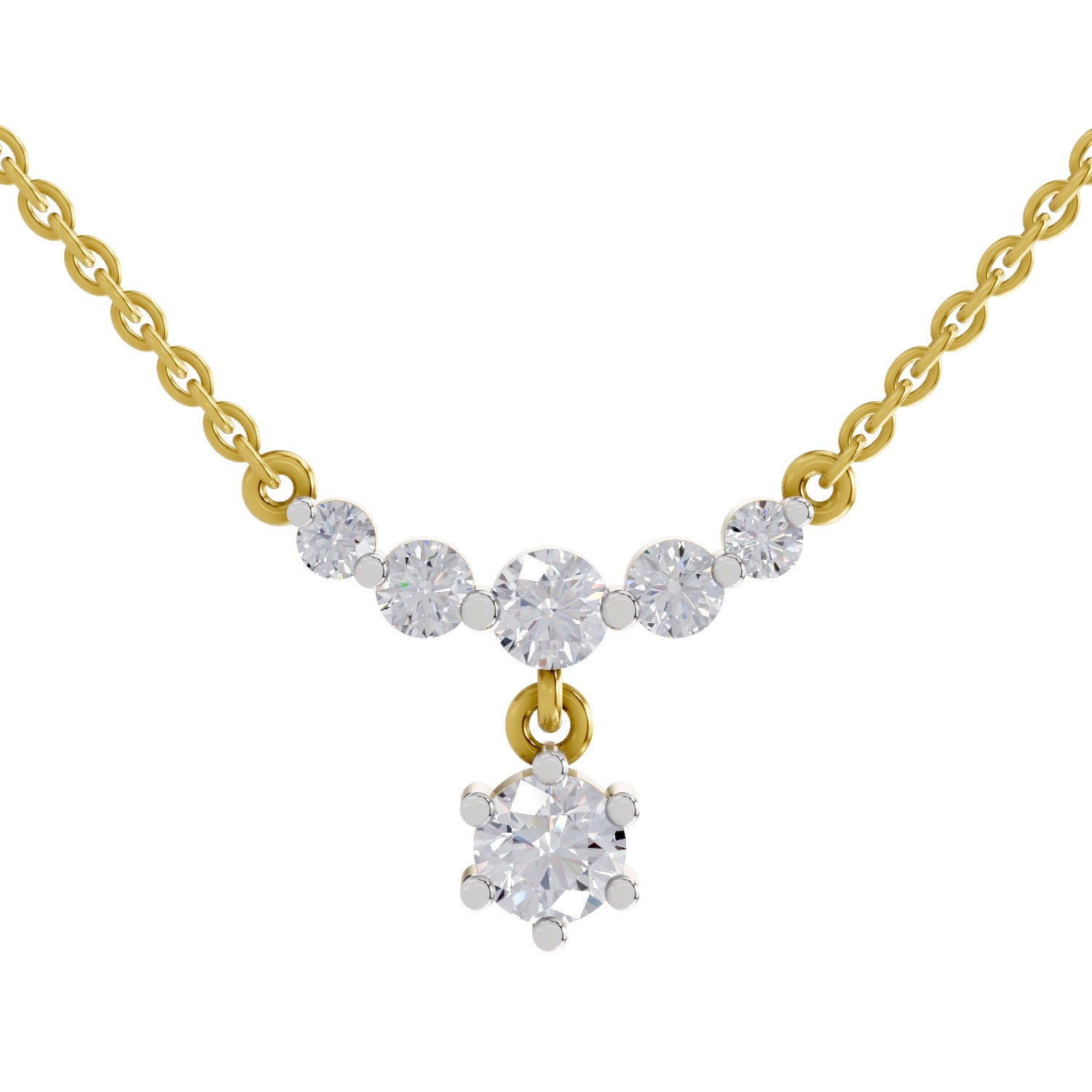 1.13 Carat Graduated Diamond Drop Necklace 14K