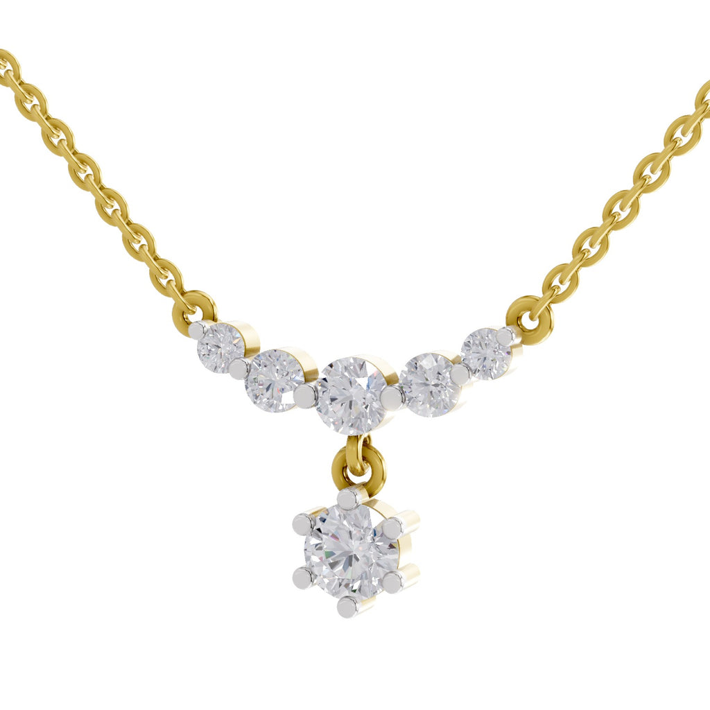 1.13 Carat Graduated Diamond Drop Necklace 14K
