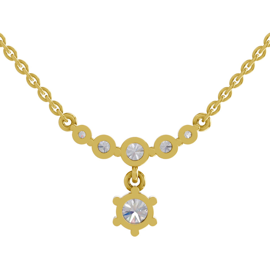 1.13 Carat Graduated Diamond Drop Necklace 14K