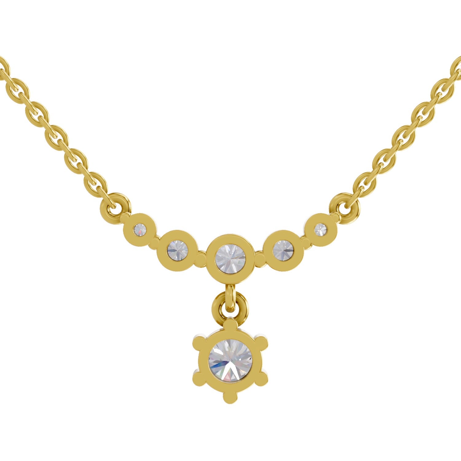 1.13 Carat Graduated Diamond Drop Necklace 14K