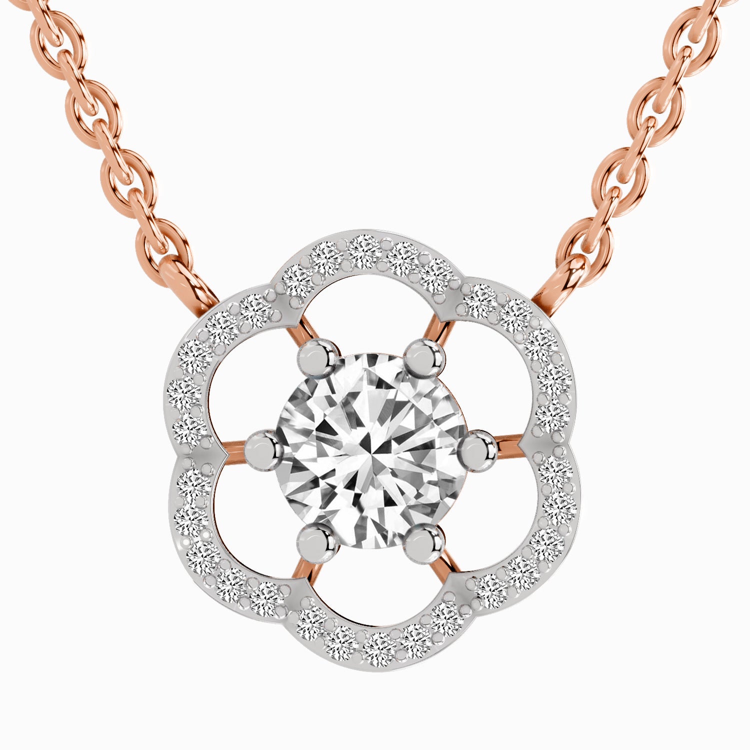 0.95 Carat Floral Diamond 14K - Rose Gold
