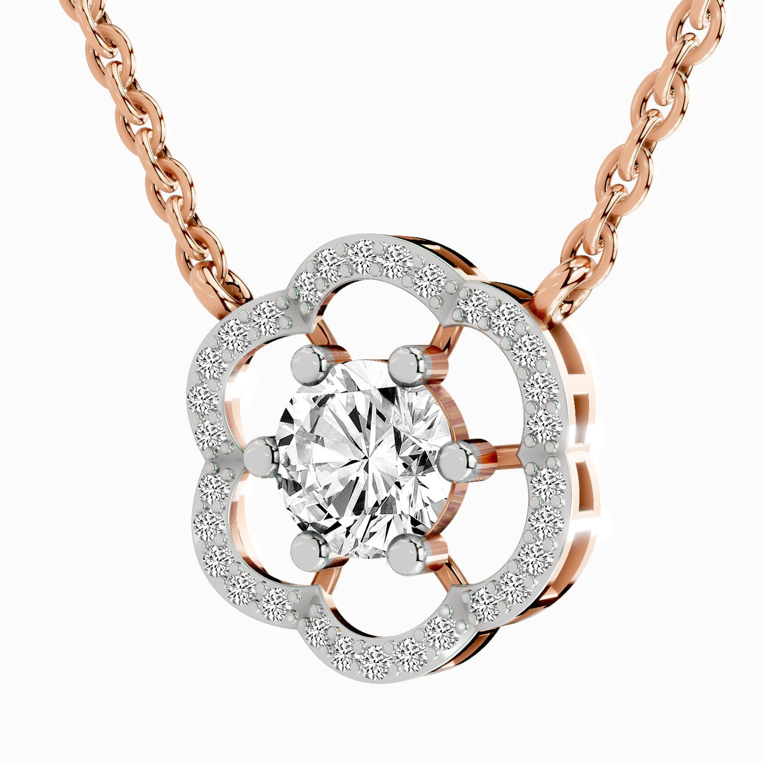 0.95 Carat Floral Diamond 14K - Rose Gold