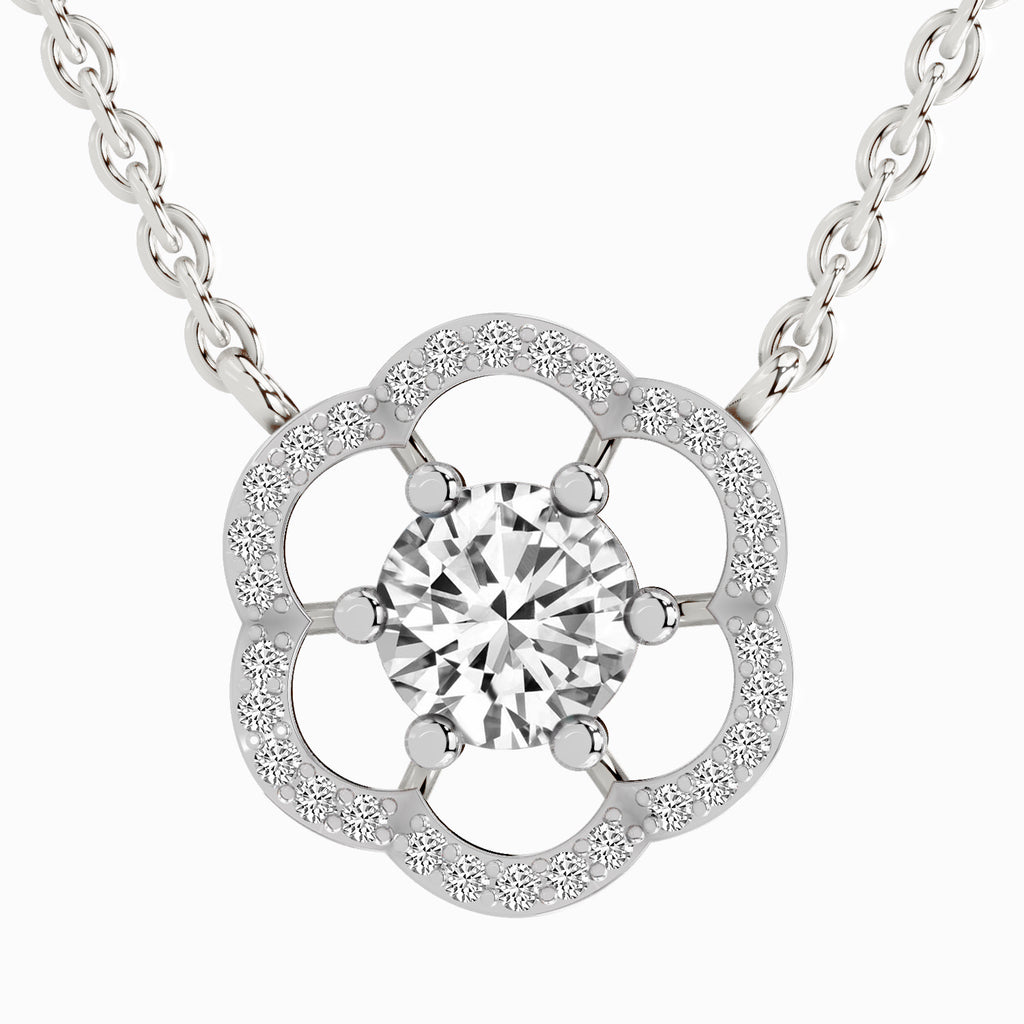 0.95 Carat Floral Diamond 14K - White Gold