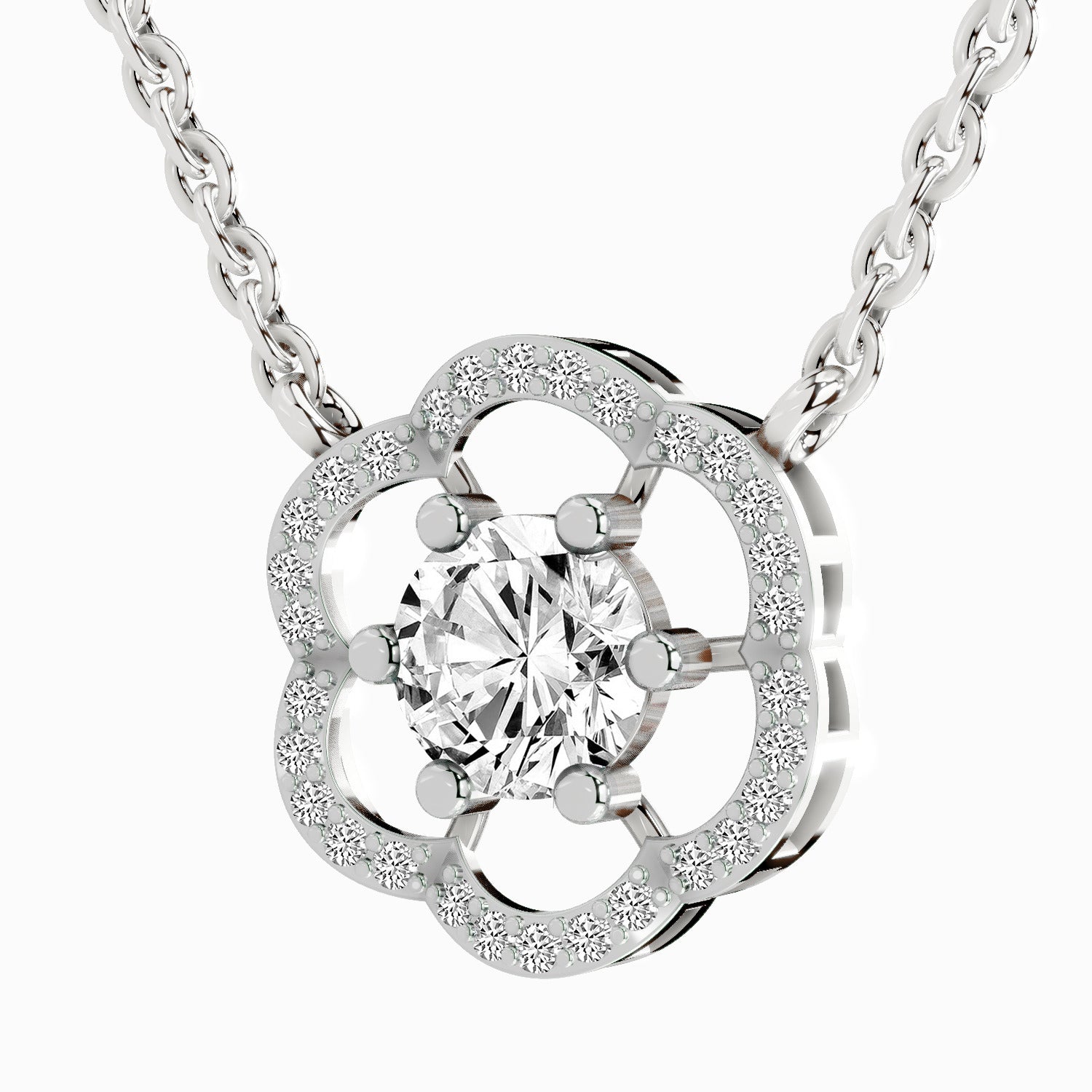 0.95 Carat Floral Diamond 14K - White Gold