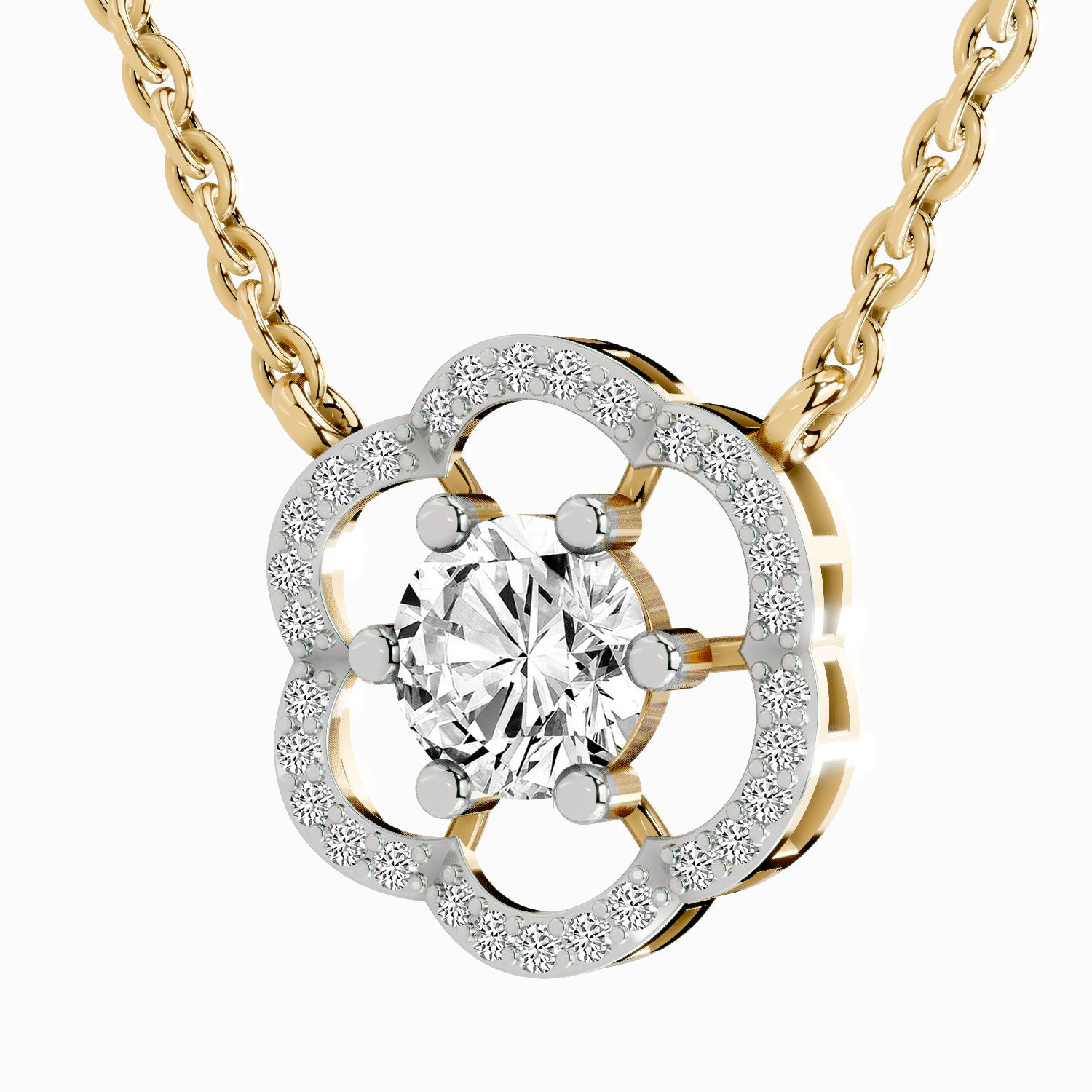 0.95 Carat Floral Diamond 14K