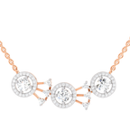 1.45 Carat Round Three-Stone Halo Pendant Necklace 14K - Rose Gold