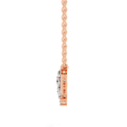 1.45 Carat Round Three-Stone Halo Pendant Necklace 14K - Rose Gold
