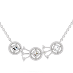 1.45 Carat Round Three-Stone Halo Pendant Necklace 14K - White Gold