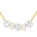 1.45 Carat Round Three-Stone Halo Pendant Necklace 14K