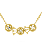 1.45 Carat Round Three-Stone Halo Pendant Necklace 14K