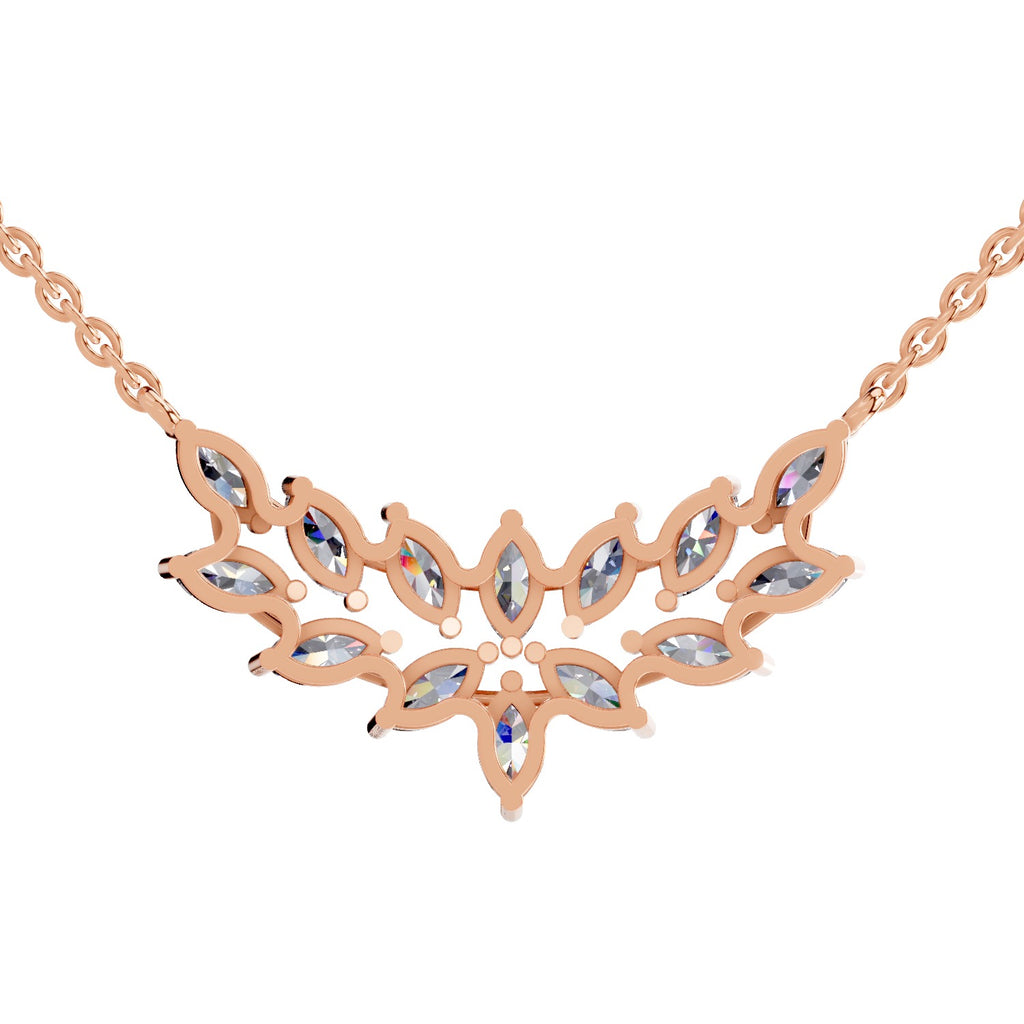 1.82 Carat Marquise Shape Cluster Diamond Necklace 14K - Rose Gold
