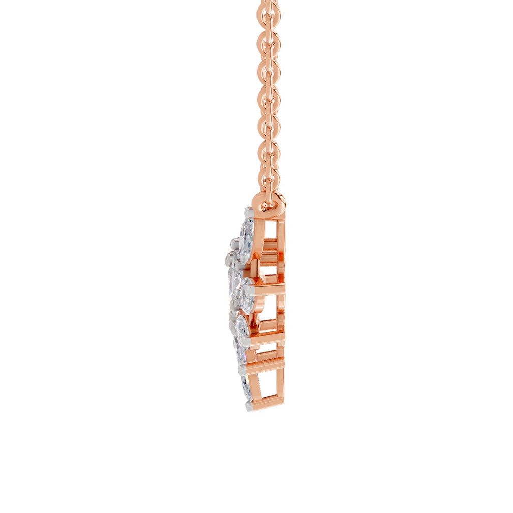 1.82 Carat Marquise Shape Cluster Diamond Necklace 14K - Rose Gold