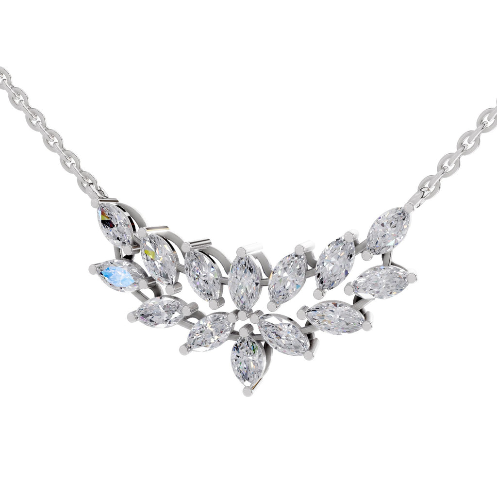1.82 Carat Marquise Shape Cluster Diamond Necklace 14K - White Gold