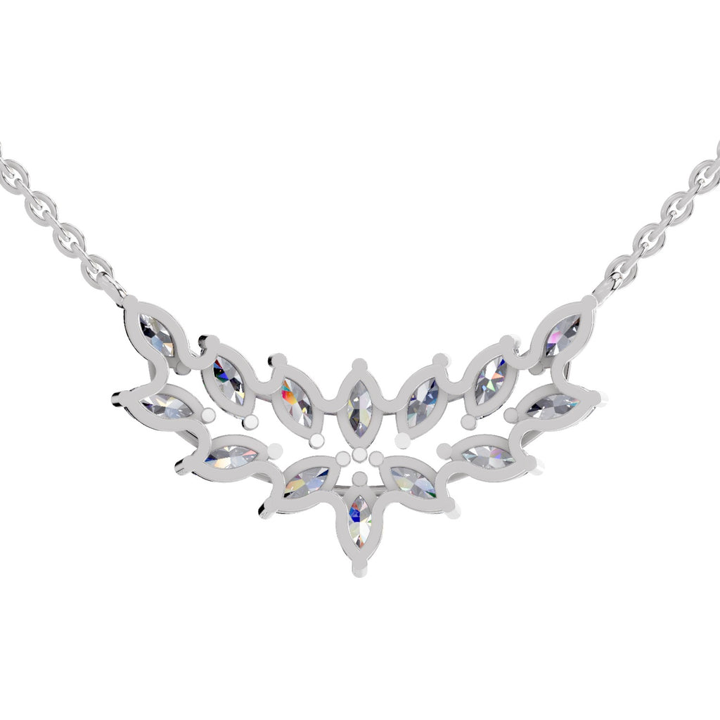 1.82 Carat Marquise Shape Cluster Diamond Necklace 14K - White Gold