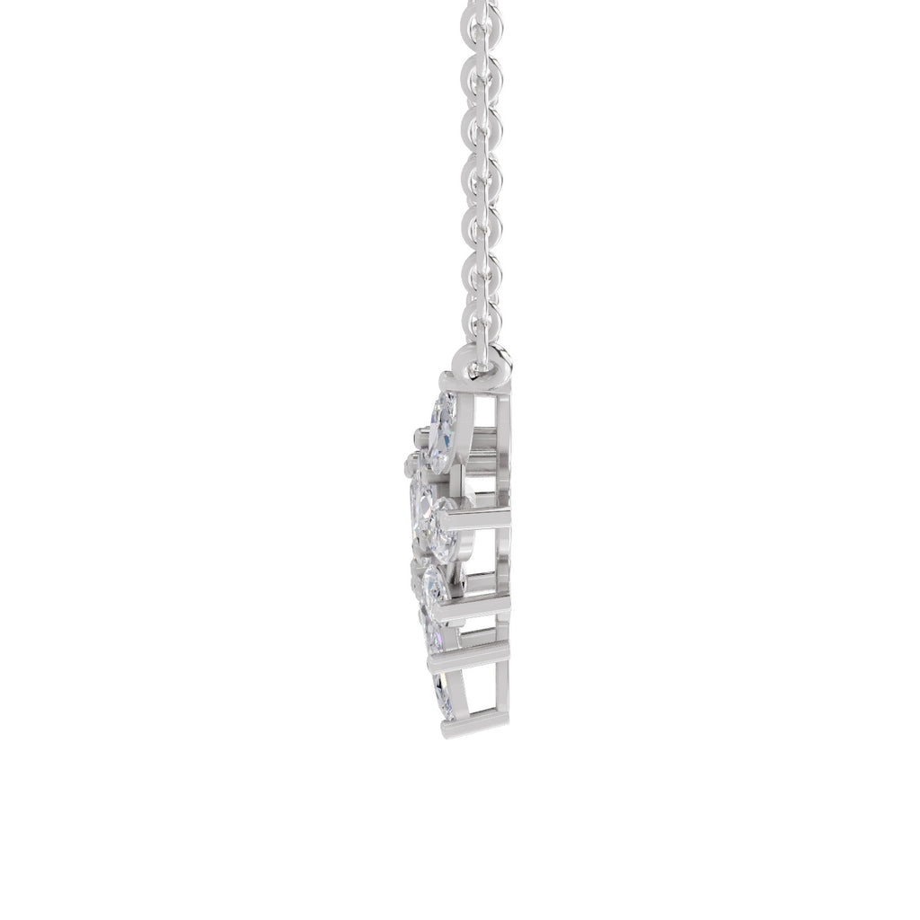 1.82 Carat Marquise Shape Cluster Diamond Necklace 14K - White Gold