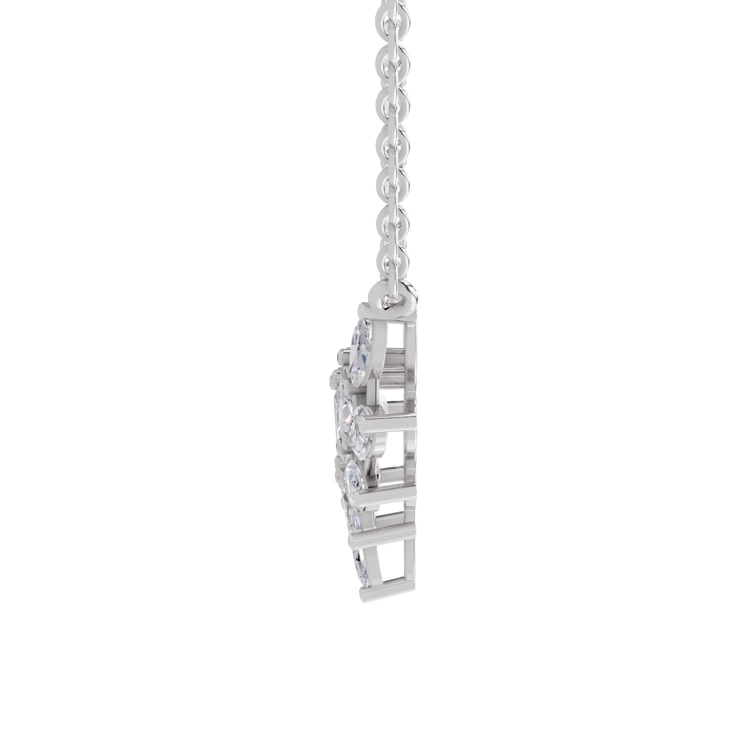 1.82 Carat Marquise Shape Cluster Diamond Necklace 14K - White Gold