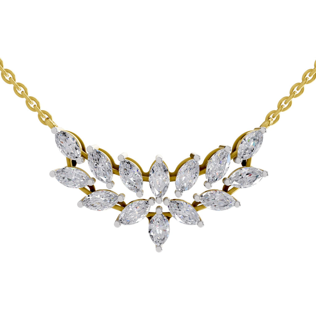 1.82 Carat Marquise Shape Cluster Diamond Necklace 14K