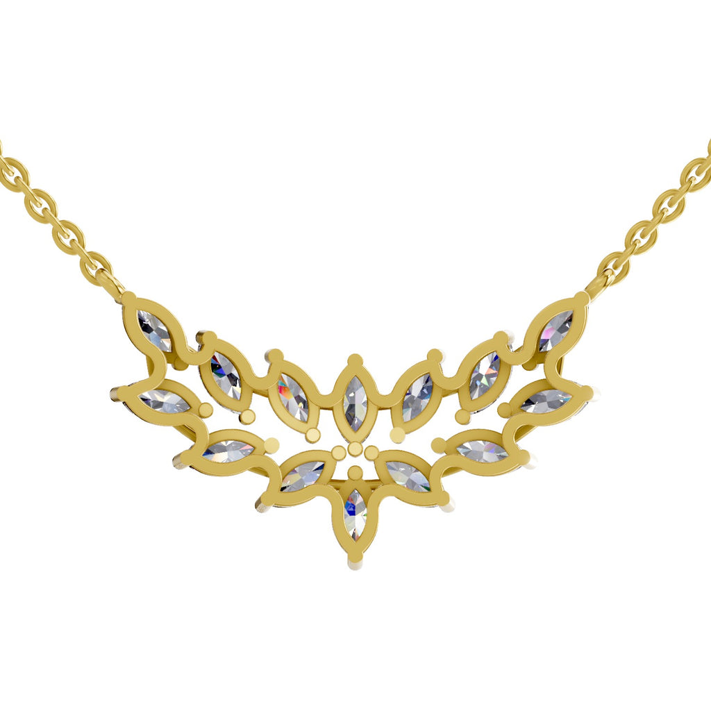 1.82 Carat Marquise Shape Cluster Diamond Necklace 14K