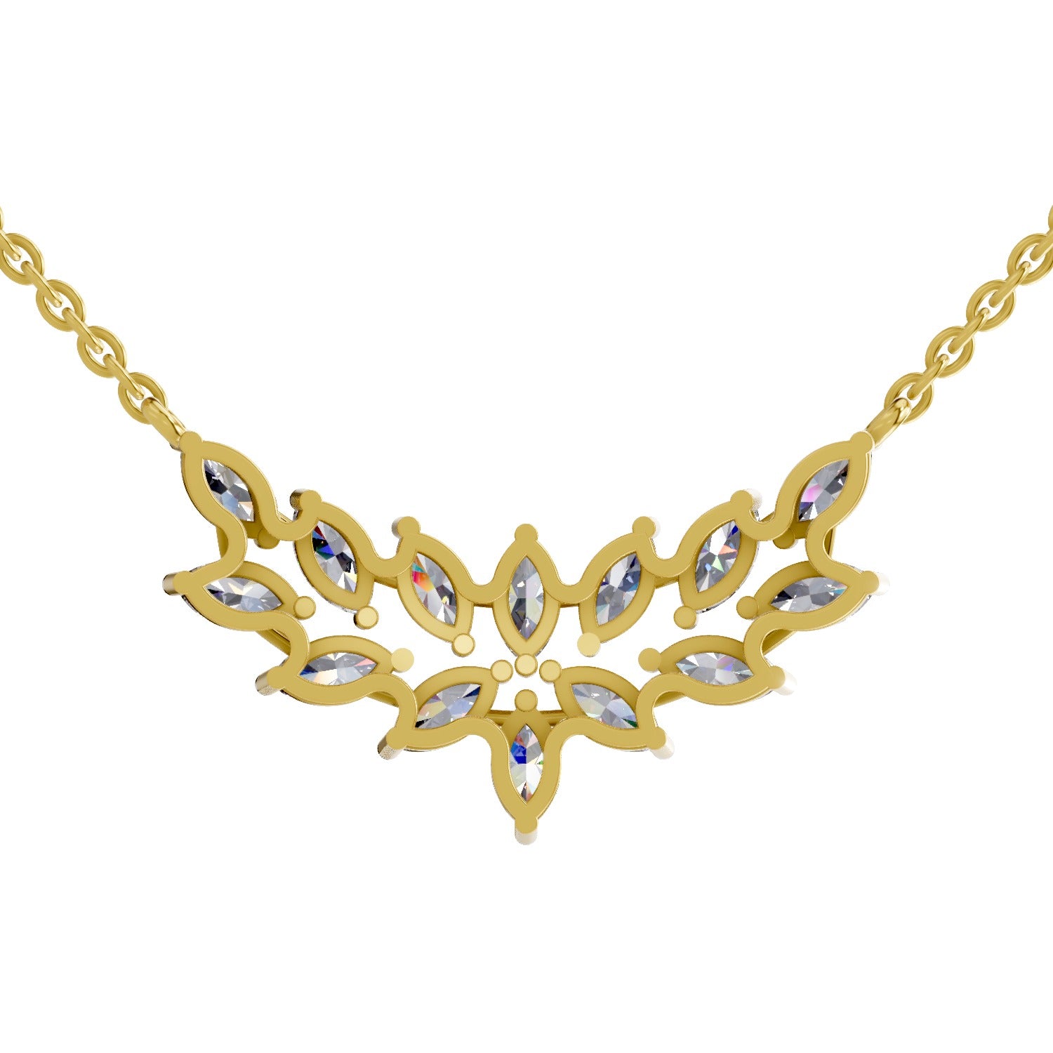 1.82 Carat Marquise Shape Cluster Diamond Necklace 14K