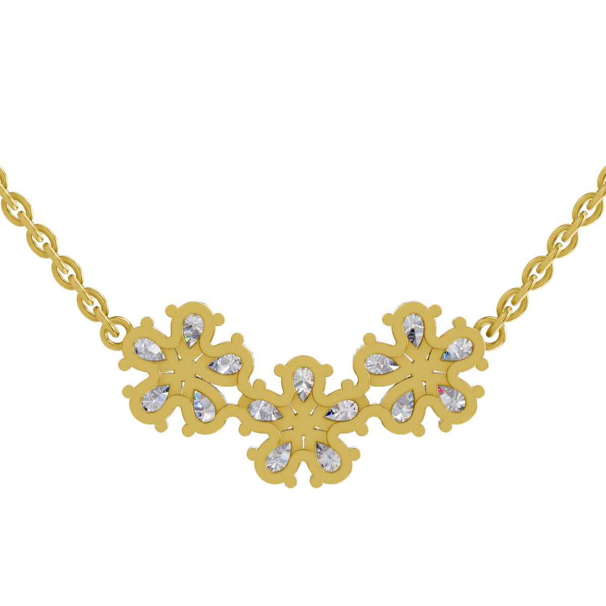 Ethereal Pear Floral Diamond Necklace