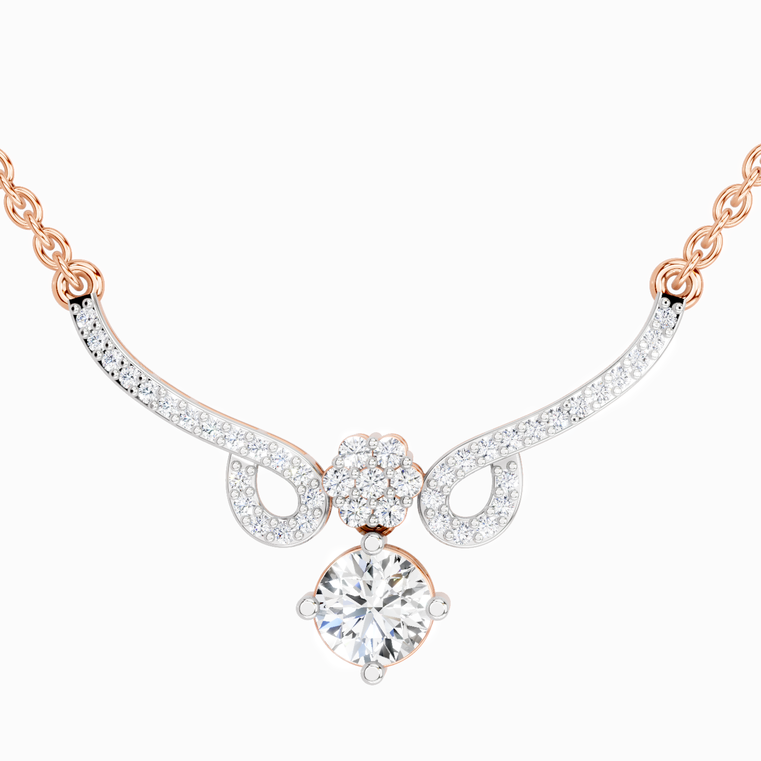 1.09 Carat Graceful Drop Pendant Necklace 14K - Rose Gold