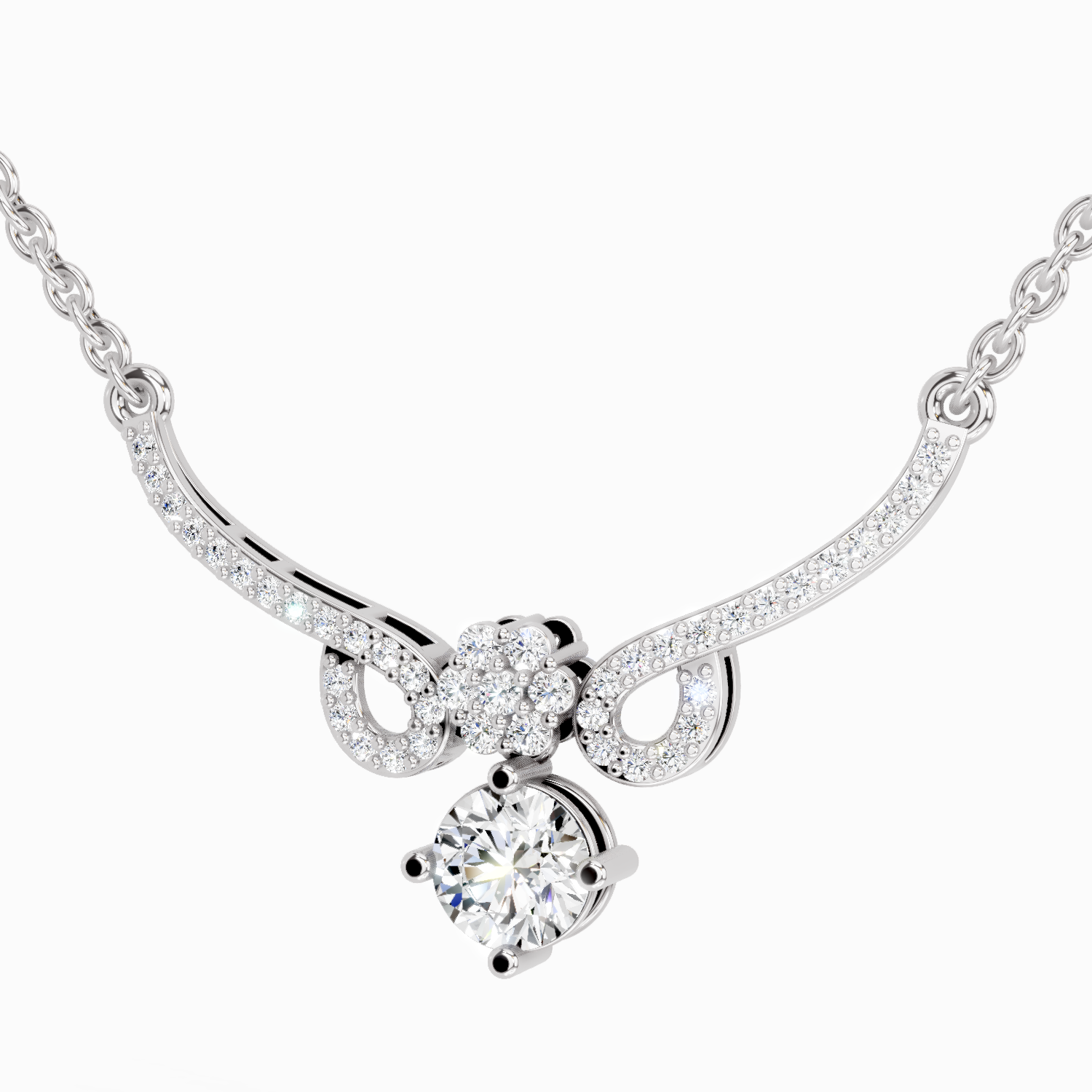 1.09 Carat Graceful Drop Pendant Necklace 14K - White Gold