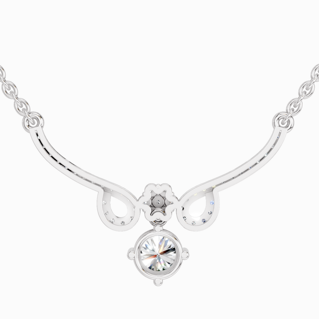 1.09 Carat Graceful Drop Pendant Necklace 14K - White Gold