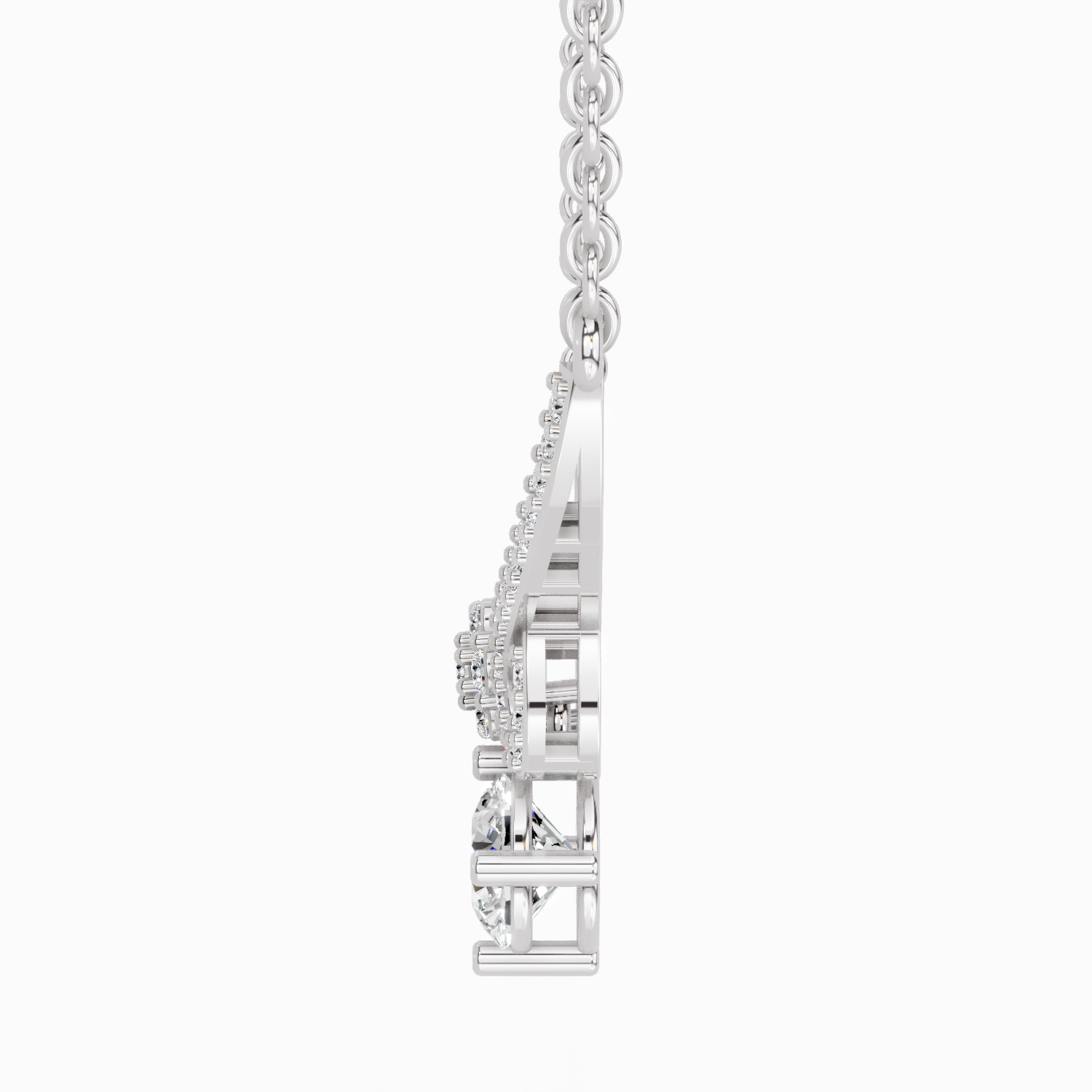 1.09 Carat Graceful Drop Pendant Necklace 14K - White Gold