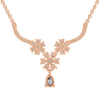 1.69 Carat Floral Cluster Diamond Necklace 14K - Rose Gold