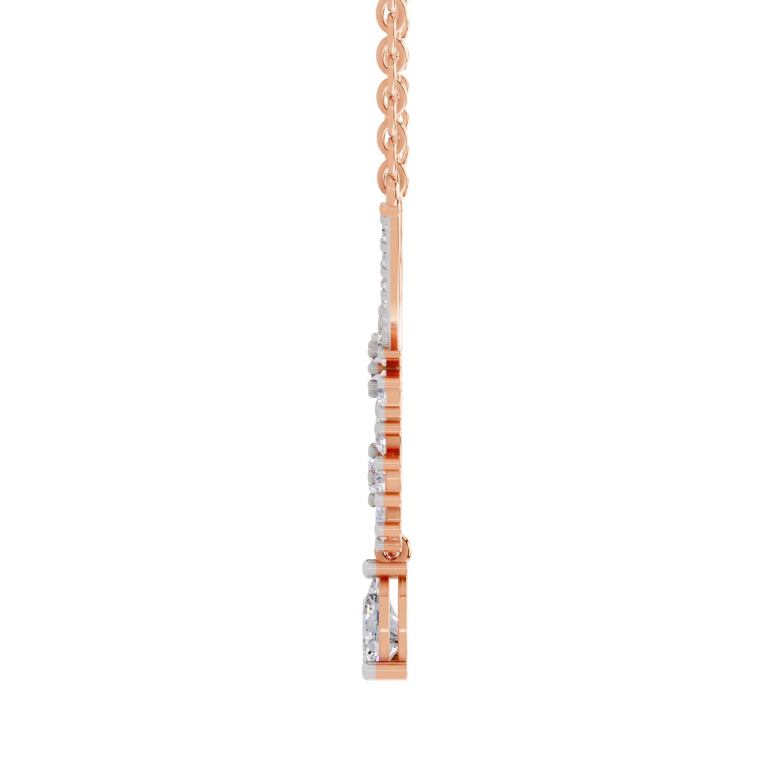 1.69 Carat Floral Cluster Diamond Necklace 14K - Rose Gold