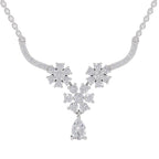 1.69 Carat Floral Cluster Diamond Necklace 14K - White Gold