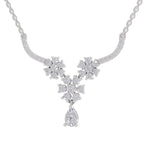 1.69 Carat Floral Cluster Diamond Necklace 14K - White Gold
