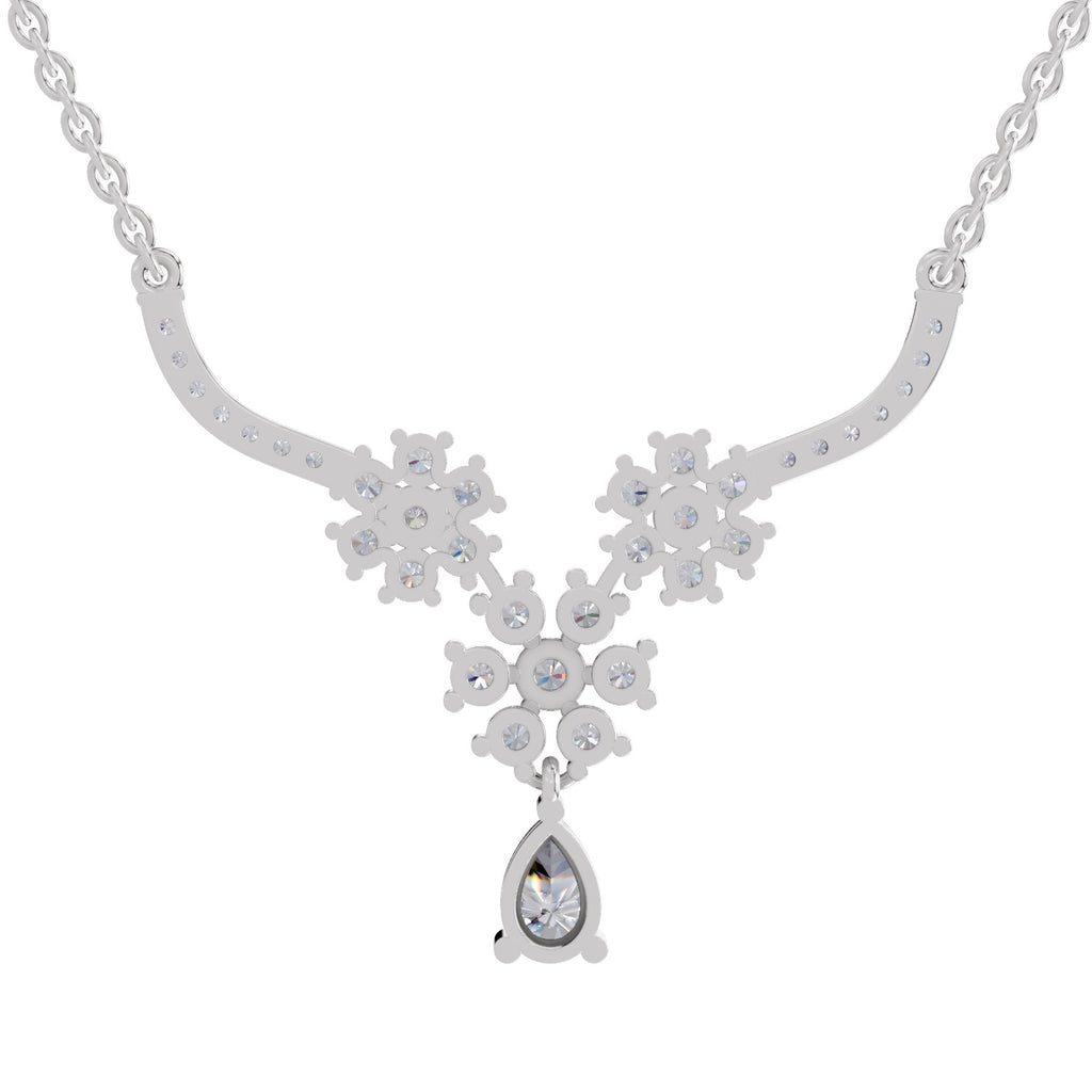 1.69 Carat Floral Cluster Diamond Necklace 14K - White Gold