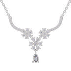 1.69 Carat Floral Cluster Diamond Necklace 14K - White Gold