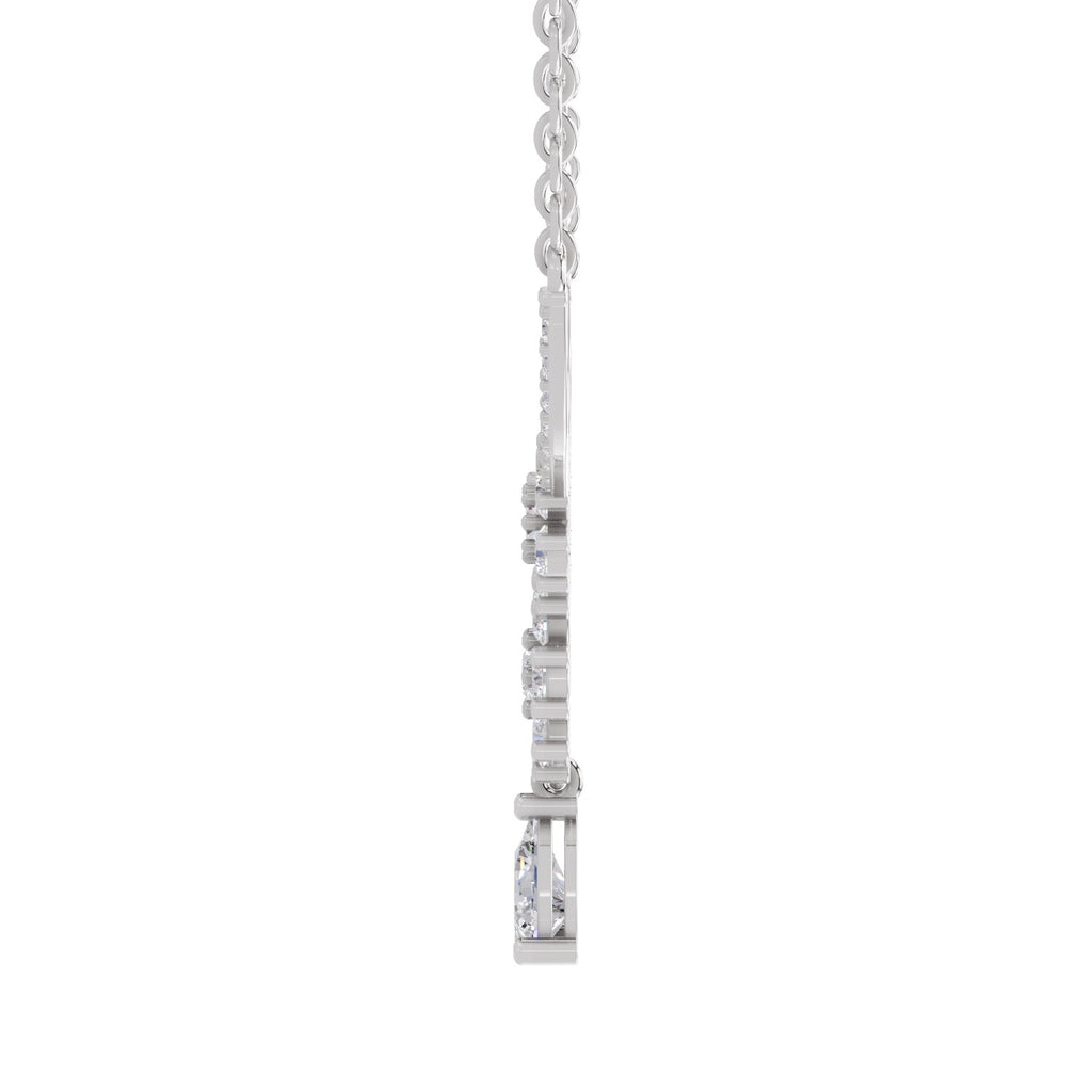 1.69 Carat Floral Cluster Diamond Necklace 14K - White Gold