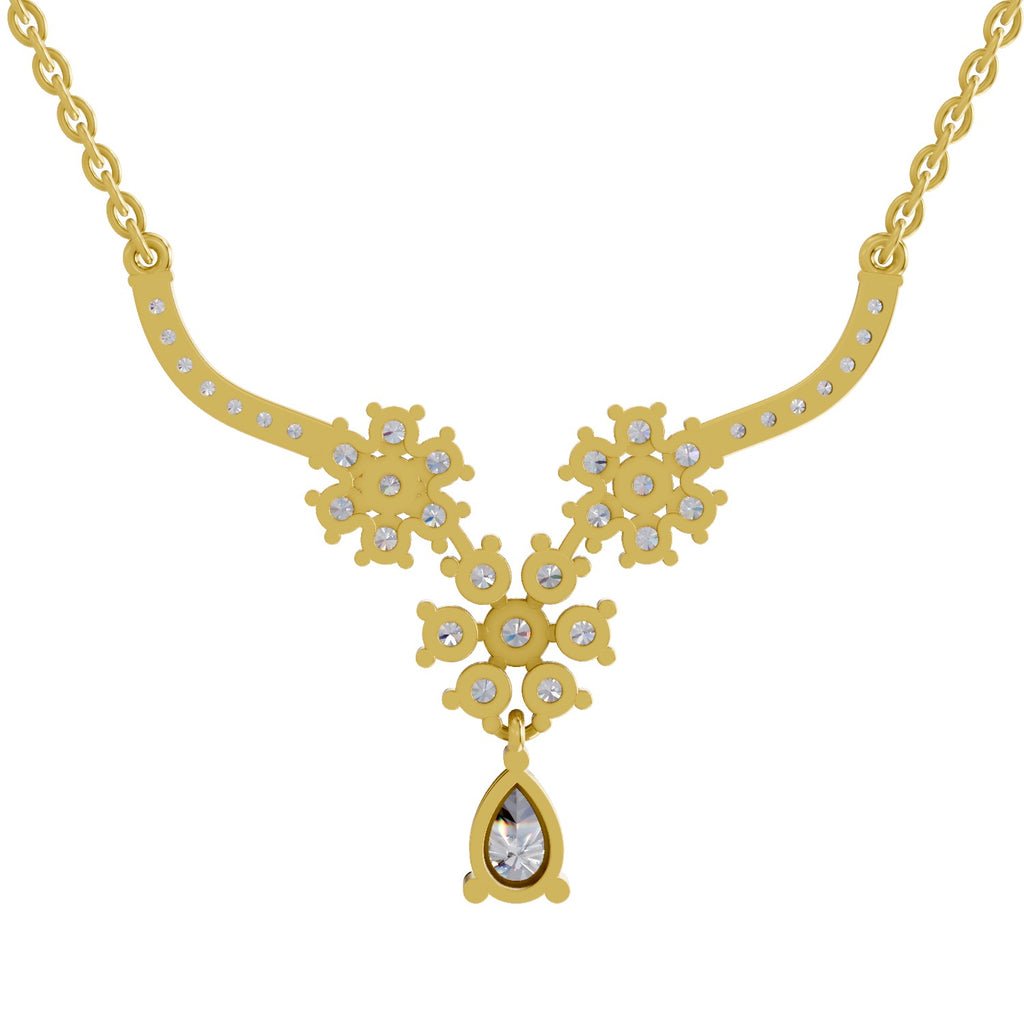 1.69 Carat Floral Cluster Diamond Necklace 14K