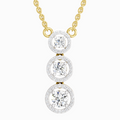 1.43 Carat Round Three Stone Halo Pendant Necklace 14K