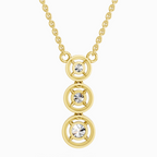 1.43 Carat Round Three Stone Halo Pendant Necklace 14K