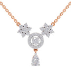 1.48 Carat Pear Floral Cluster Drop Diamond Necklace 14K - Rose Gold