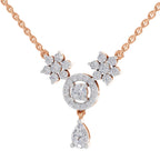 1.48 Carat Pear Floral Cluster Drop Diamond Necklace 14K - Rose Gold