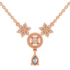 1.48 Carat Pear Floral Cluster Drop Diamond Necklace 14K - Rose Gold