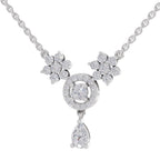 1.48 Carat Pear Floral Cluster Drop Diamond Necklace 14K - White Gold
