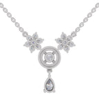 1.48 Carat Pear Floral Cluster Drop Diamond Necklace 14K - White Gold