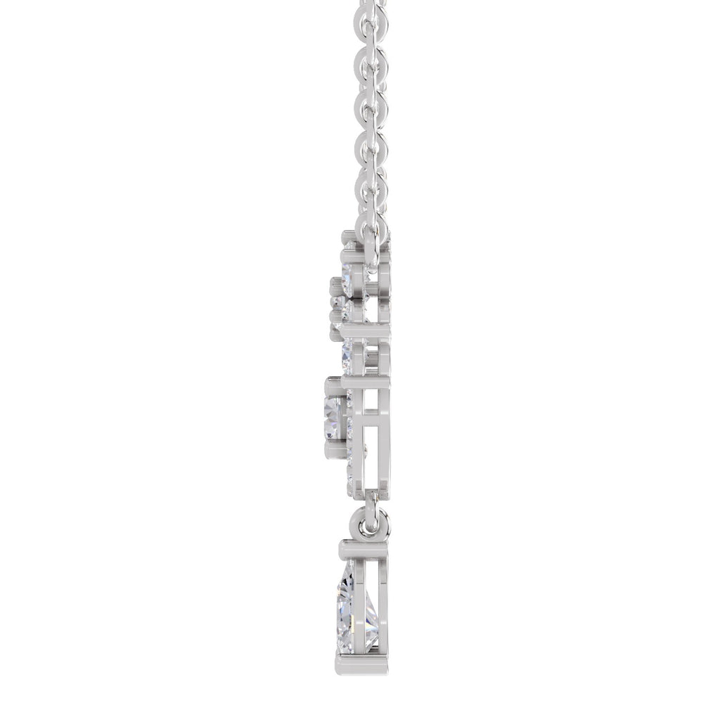 1.48 Carat Pear Floral Cluster Drop Diamond Necklace 14K - White Gold