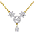 1.48 Carat Pear Floral Cluster Drop Diamond Necklace 14K