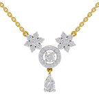 1.48 Carat Pear Floral Cluster Drop Diamond Necklace 14K