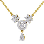 1.48 Carat Pear Floral Cluster Drop Diamond Necklace 14K