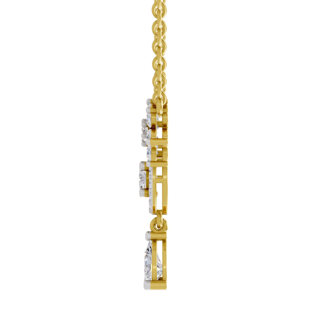 1.48 Carat Pear Floral Cluster Drop Diamond Necklace 14K
