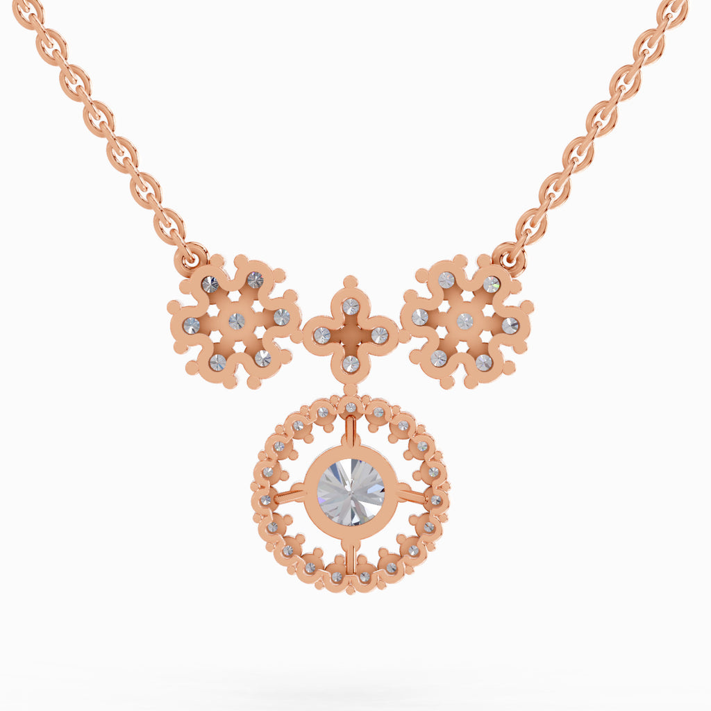 1.50 Carat Cluster Diamond Pendant Necklace 14K - Rose Gold