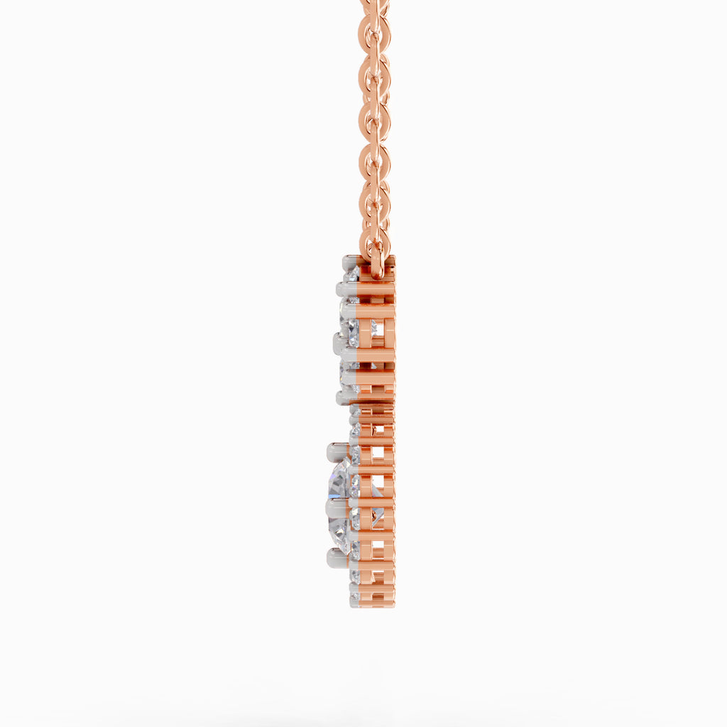 1.50 Carat Cluster Diamond Pendant Necklace 14K - Rose Gold